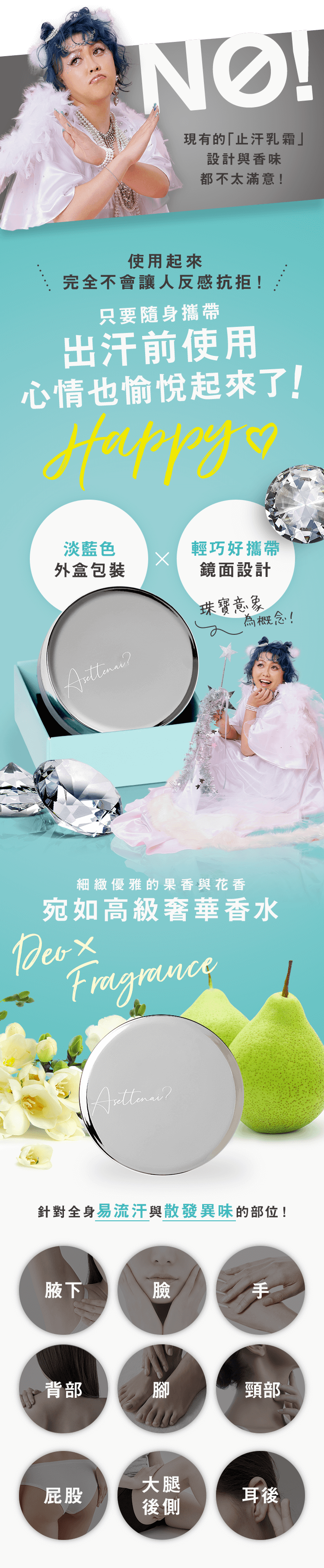 NO! 現有的「止汗乳霜」 設計與香味 都不太滿意！