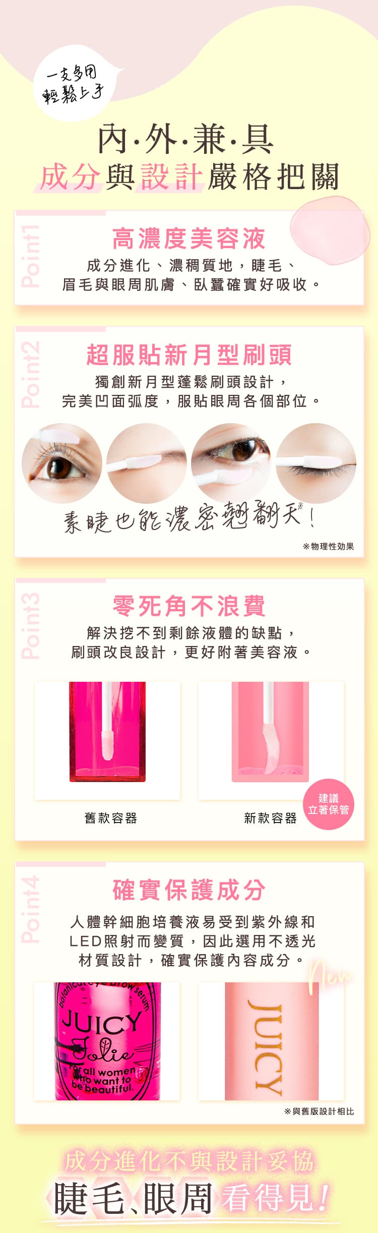 內・外・兼・具 成分與設計嚴格把關