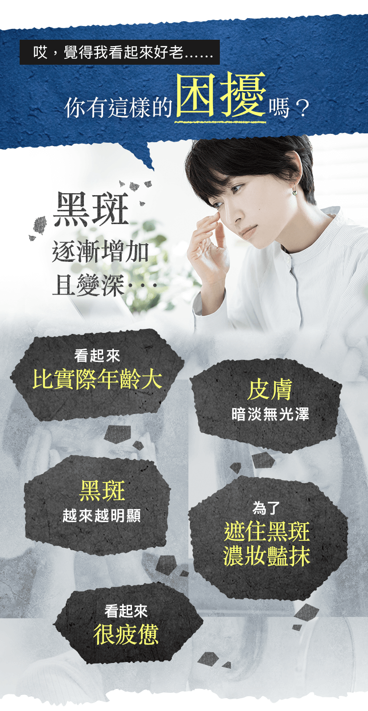 哎,覺得我看起來好老…… 你有這樣的困擾嗎? 黑斑 逐漸增加 且變深...
