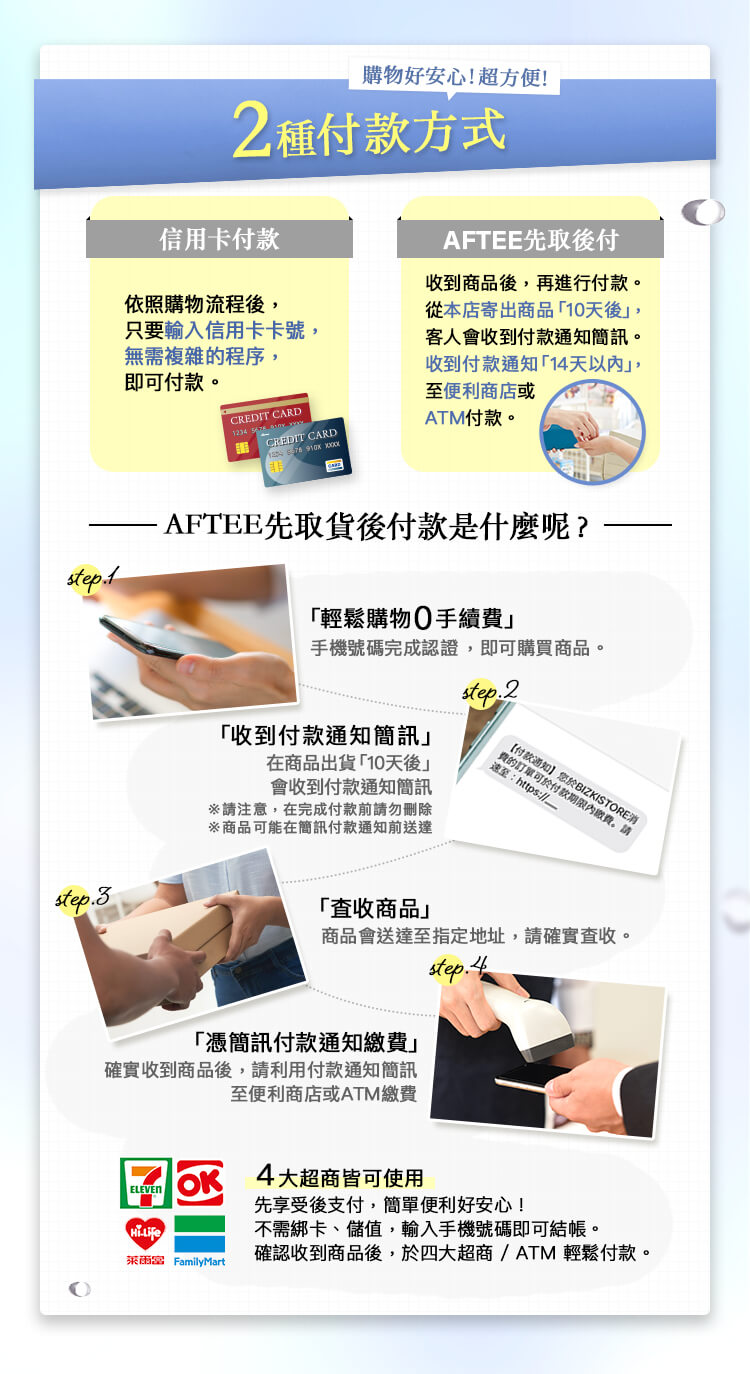 購物好安心！超方便！ 2種付款方式